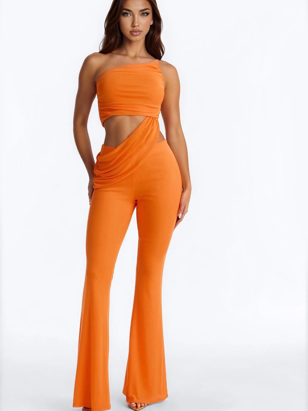 JOELLE DRAPED MESH PANT SET